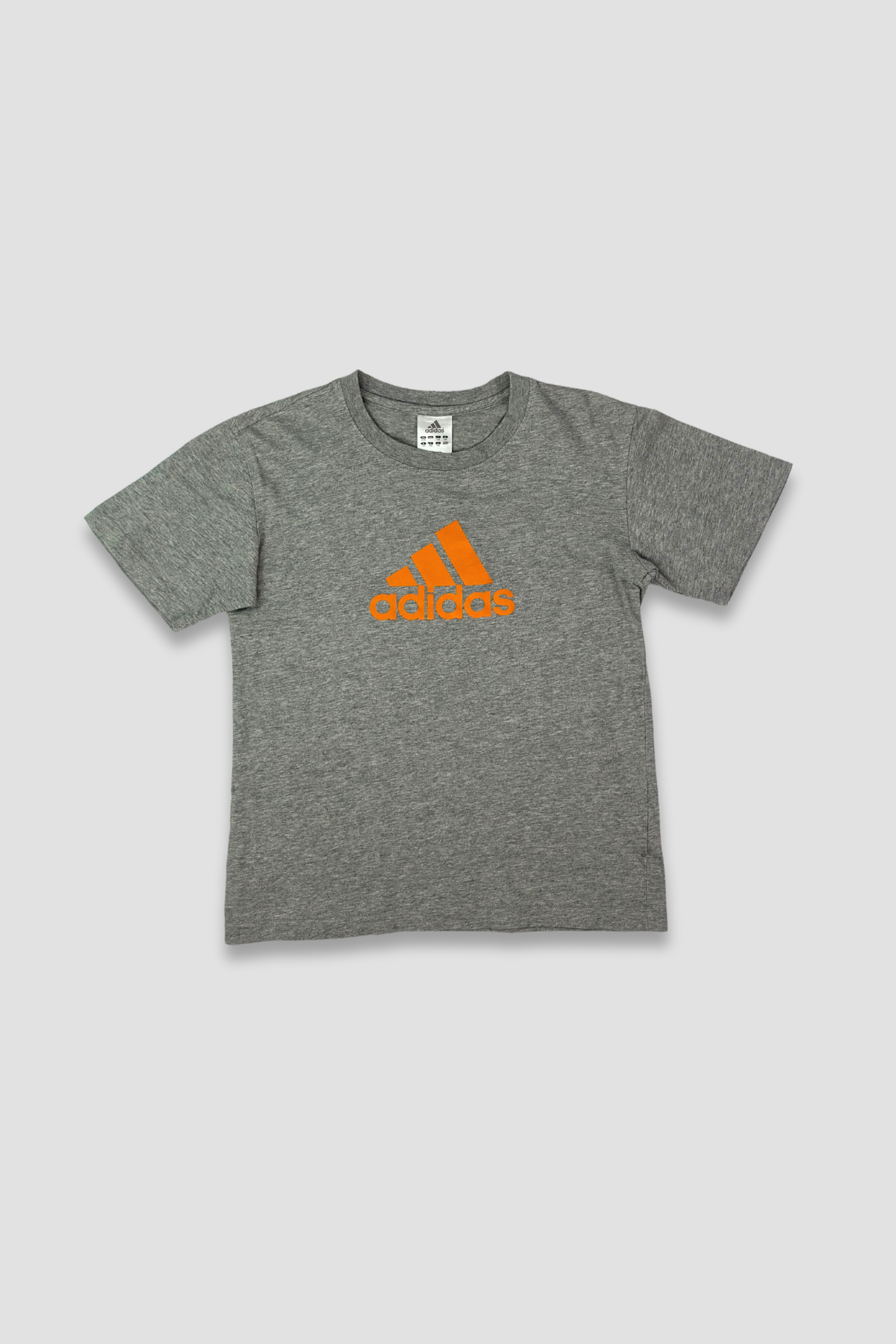 Adidas Baby Orange Logo Grey Crew Neck Cotton T-Shirt