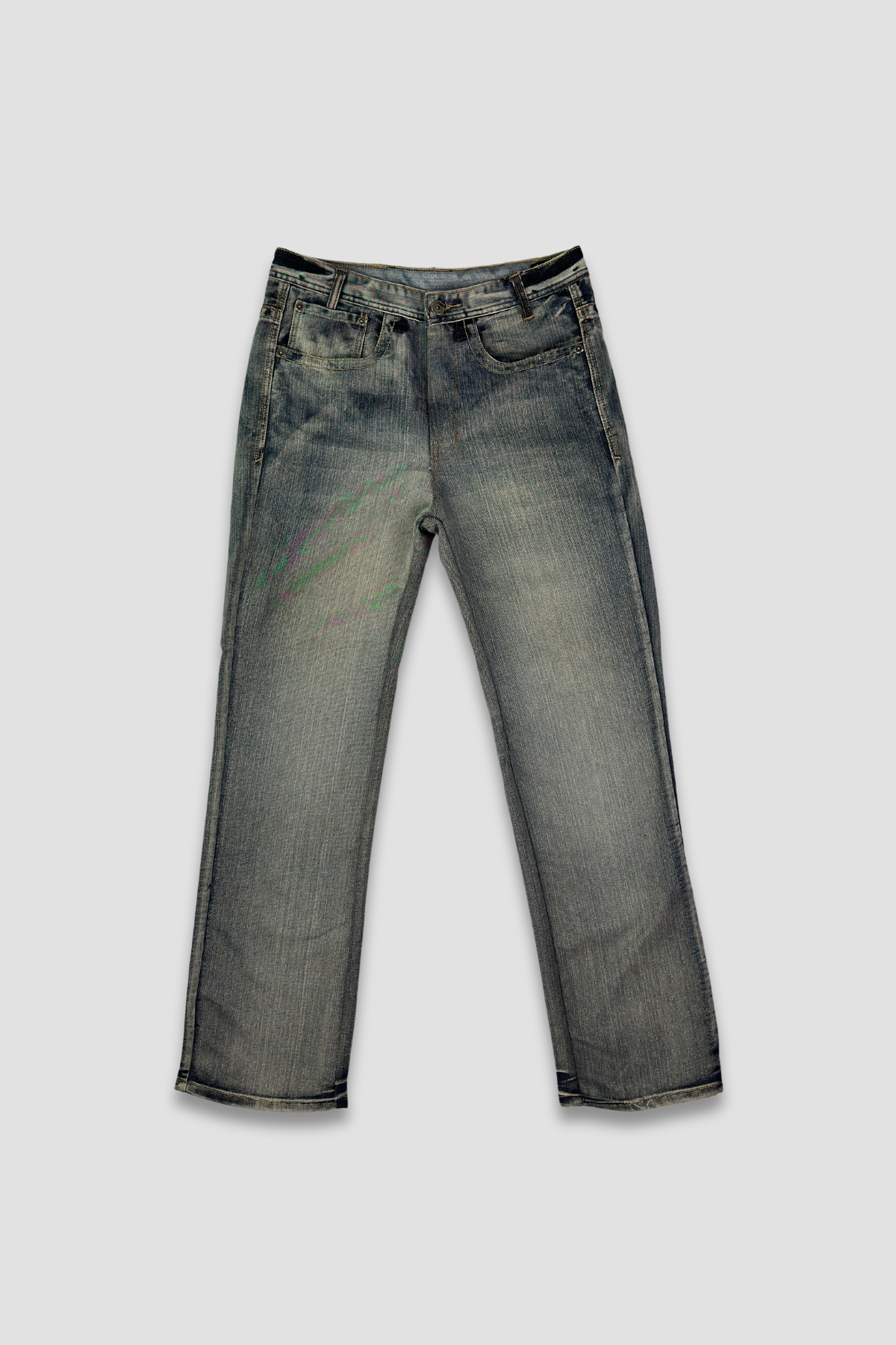 Royal Blue Straight Fit Cross Pocket Denim Pants