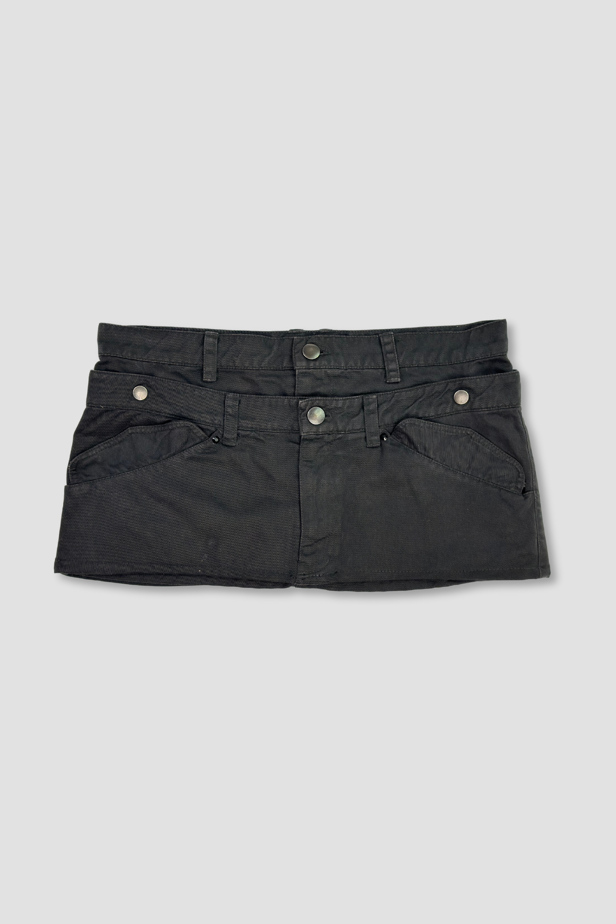 And A Denim Double Waistband Micro Skirt