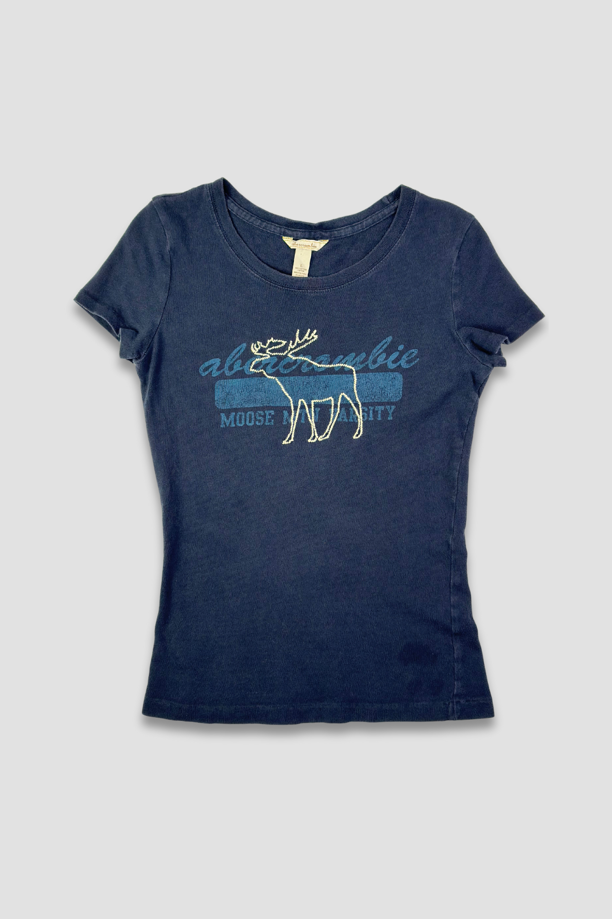 Abercrombie Women's Navy Embroidered Graphic Blue T-Shirt