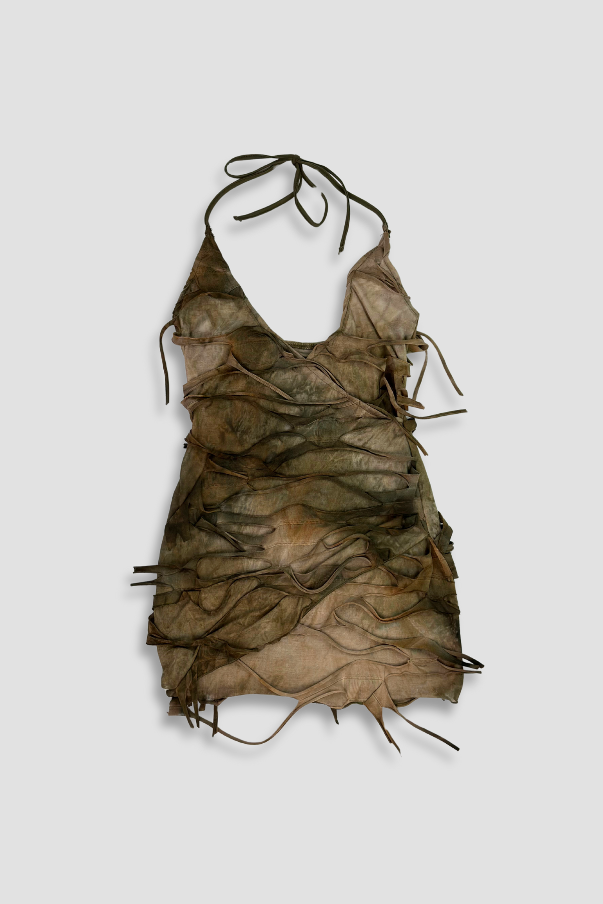 Distressed Halter-neck Tie Top