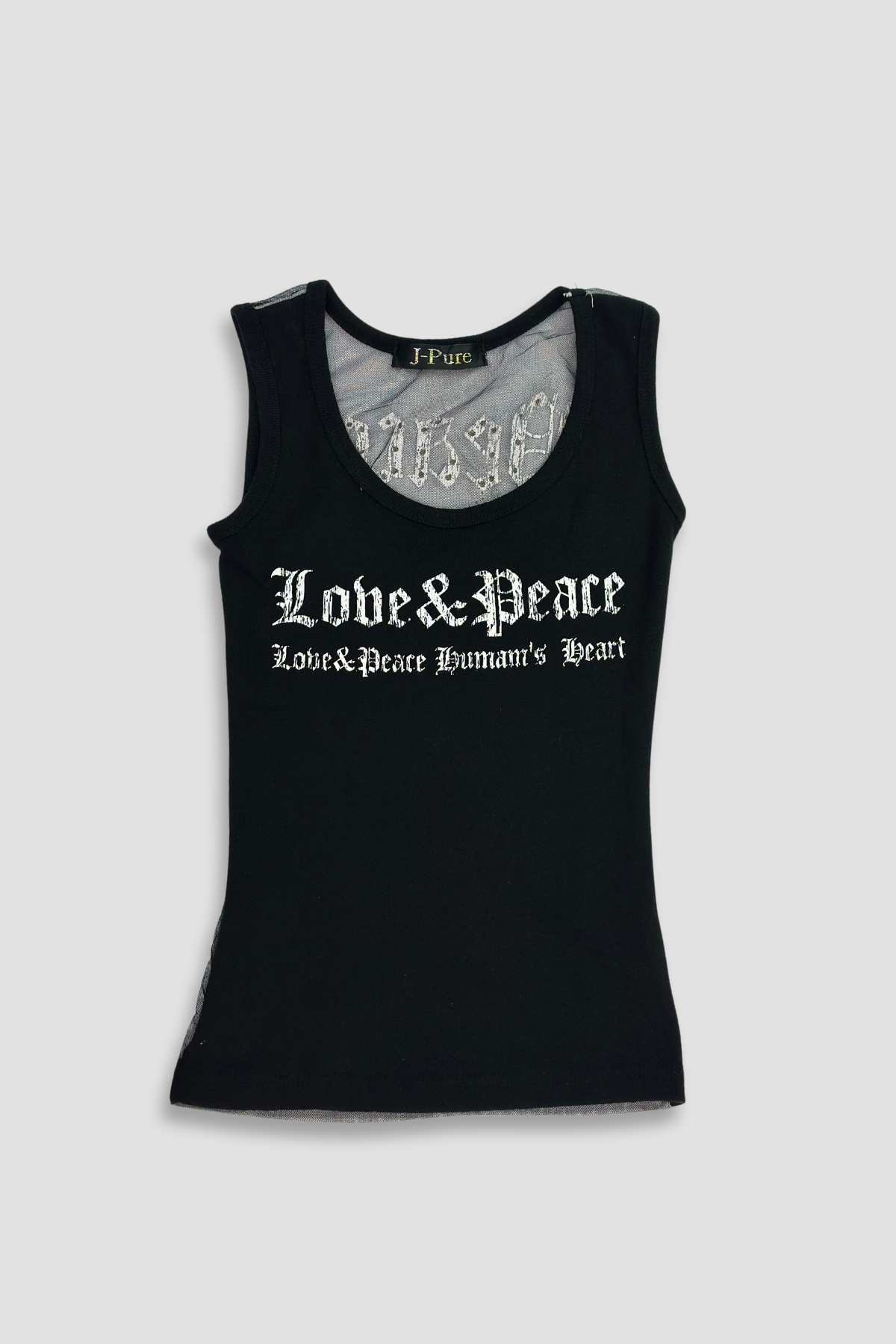 J-Pure Love & Peace Mesh Back Tank Top