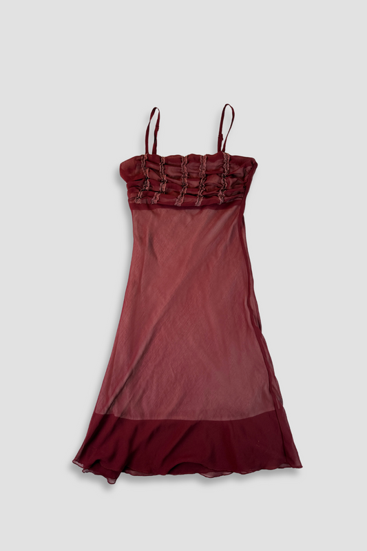 Women's Maroon Chiffon Cami Midi Dress