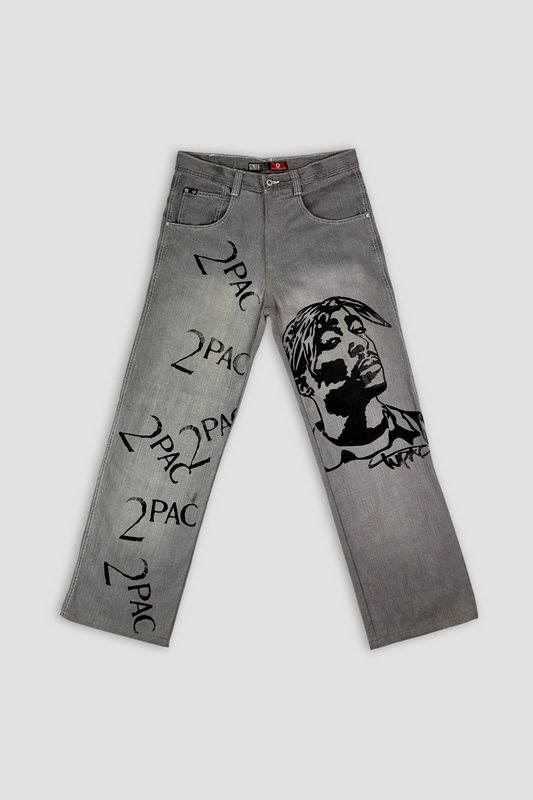 Southpole Tupac Style Wide Fit Grey Denim Jeans