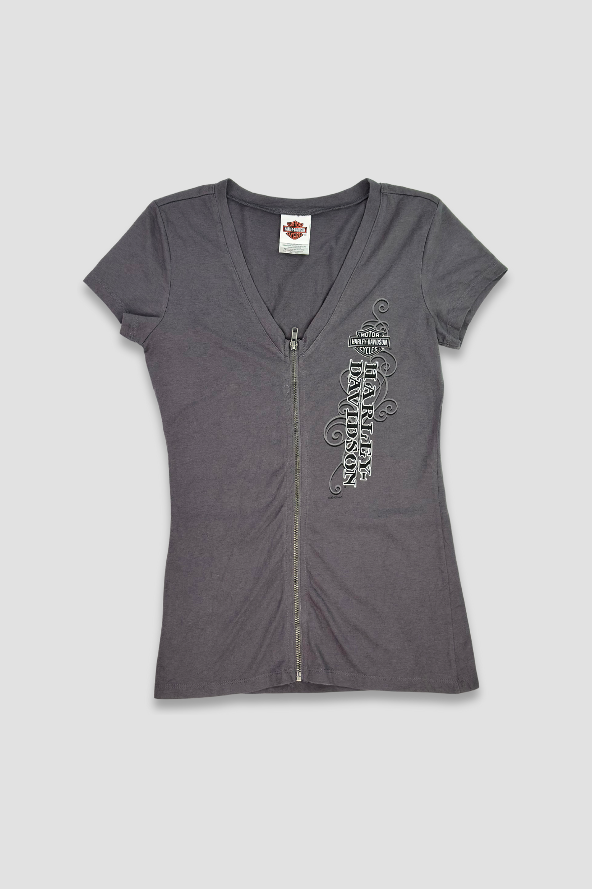 Harley Davidson Women's Graphic Gray Zipper T-Shirt