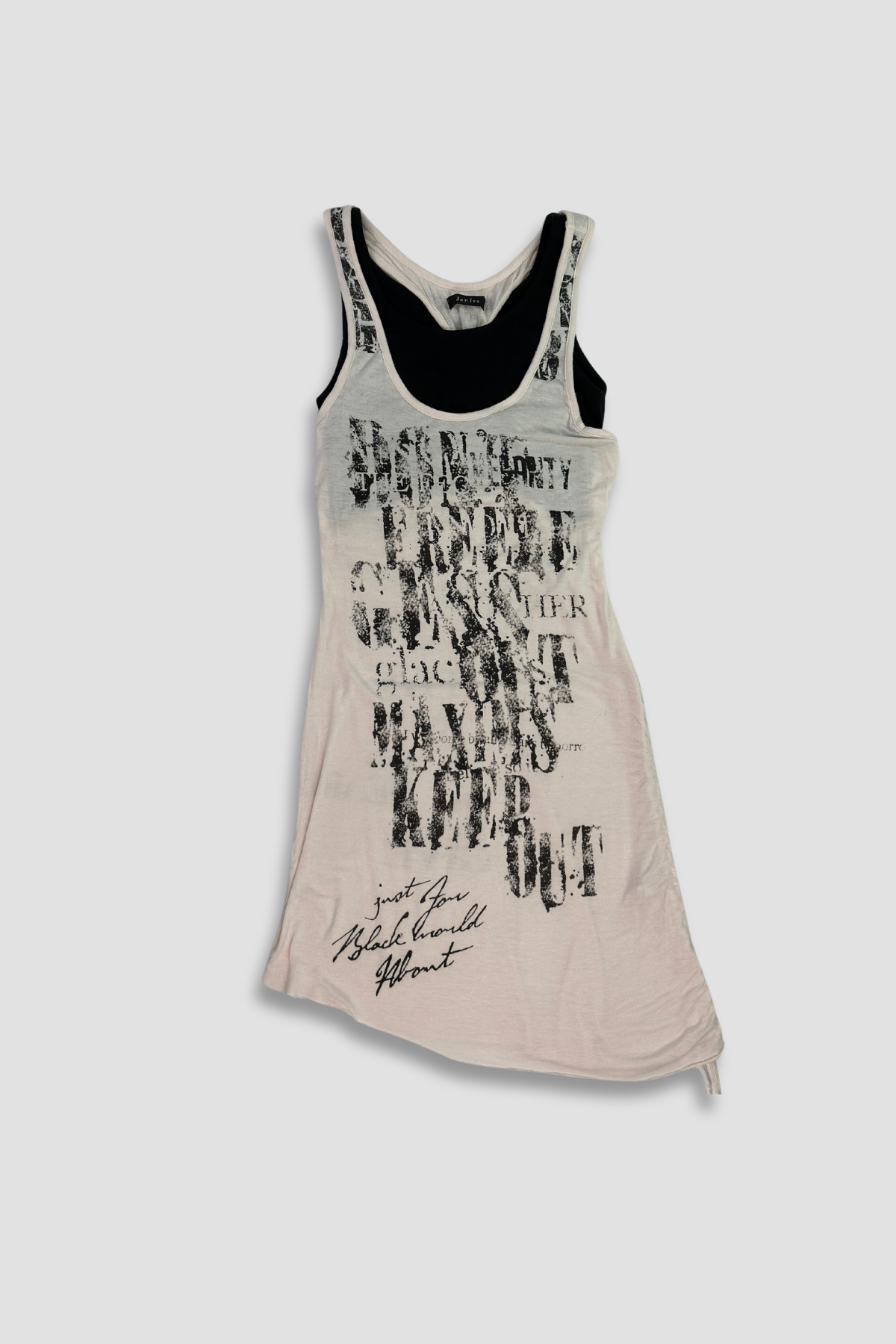 Janiss Layered Slogan Drawstring Side Tank Top