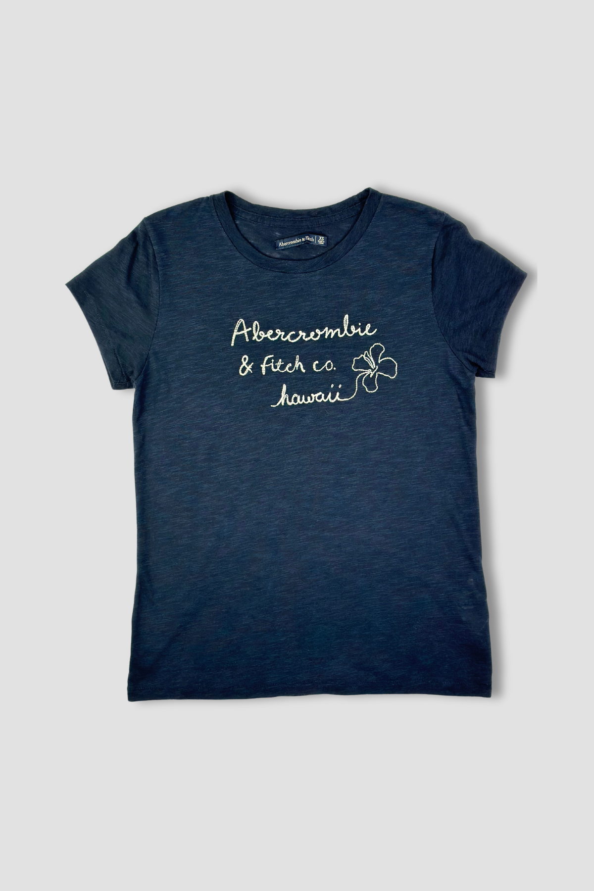 Abercrombie & Fitch Women's Dark Blue Embroidered T-Shirt