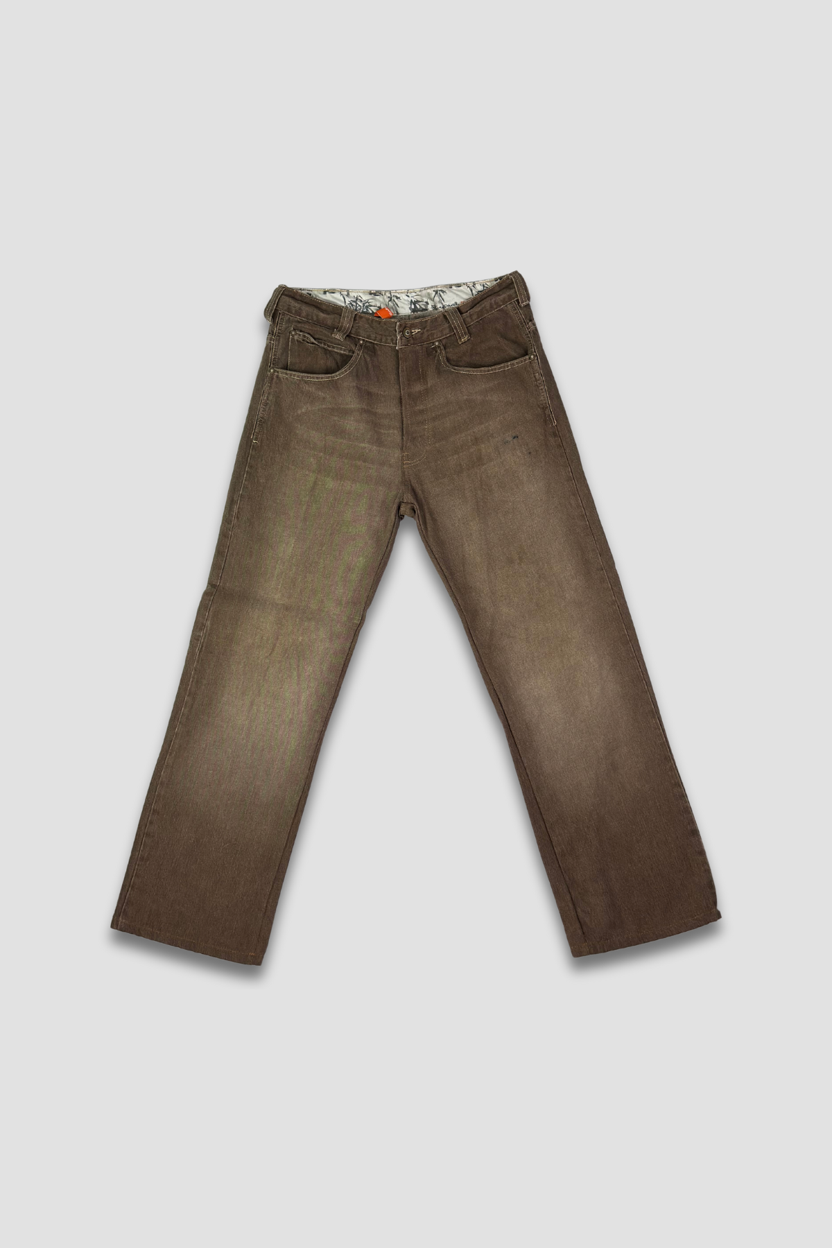 Five Pointz Straight Leg Embroidered Pocket Brown Jeans