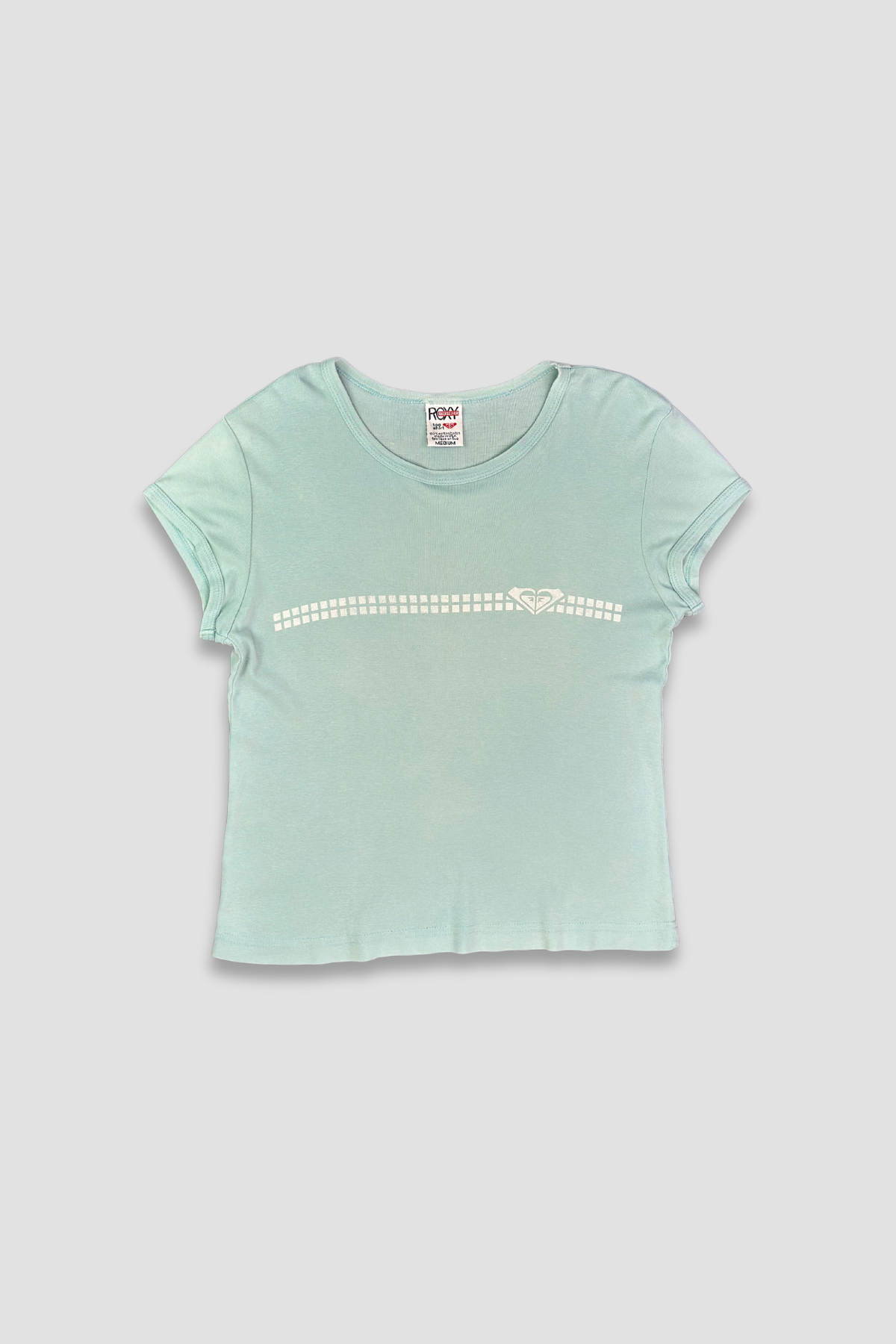 ROXY Quiksilver Women's Medium Turquoise Round Neck Short Sleeve Shirt