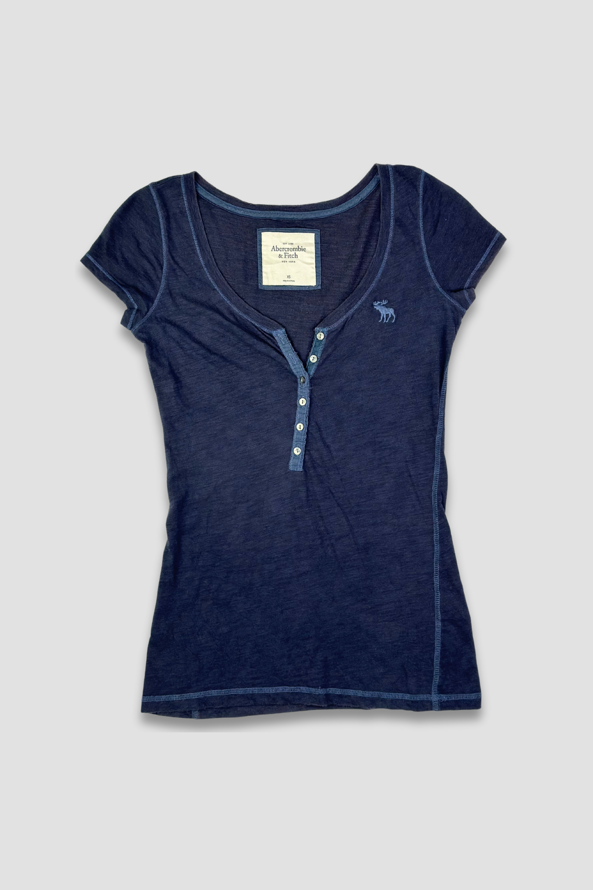 Abercrombie & Fitch Women's V-neck Button Dark Blue Shirt