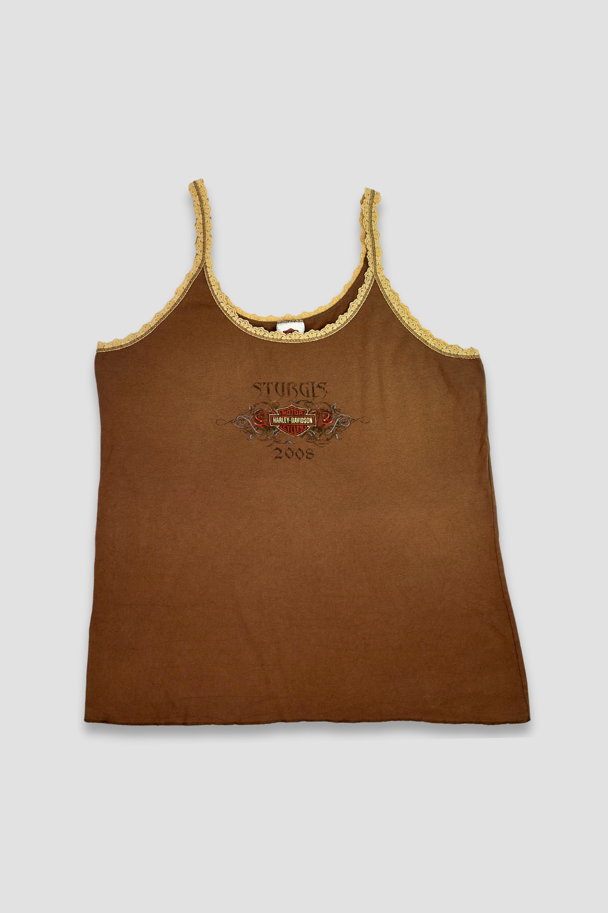 Harley Davidson Brown Frilled Tank Top