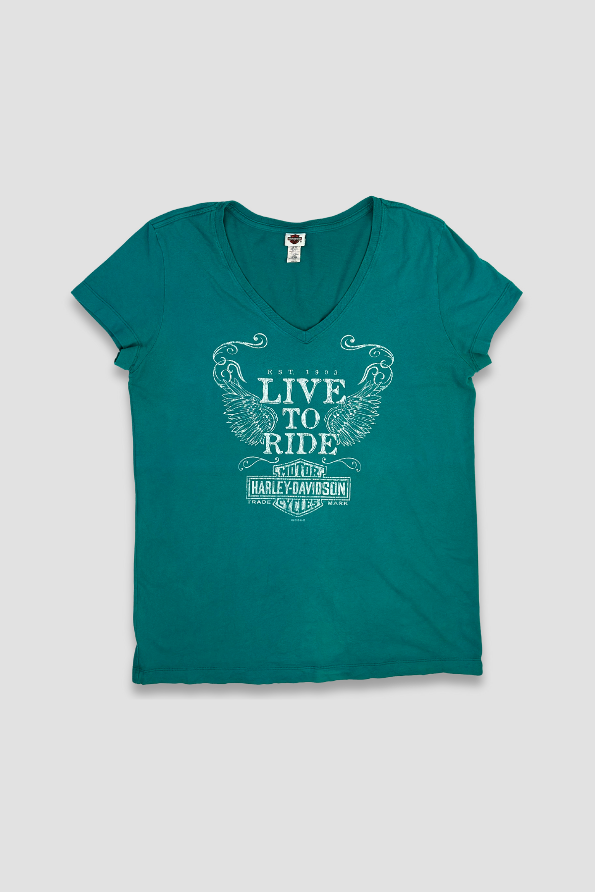 Harley Davidson Turquoise V-Neck T-Shirt