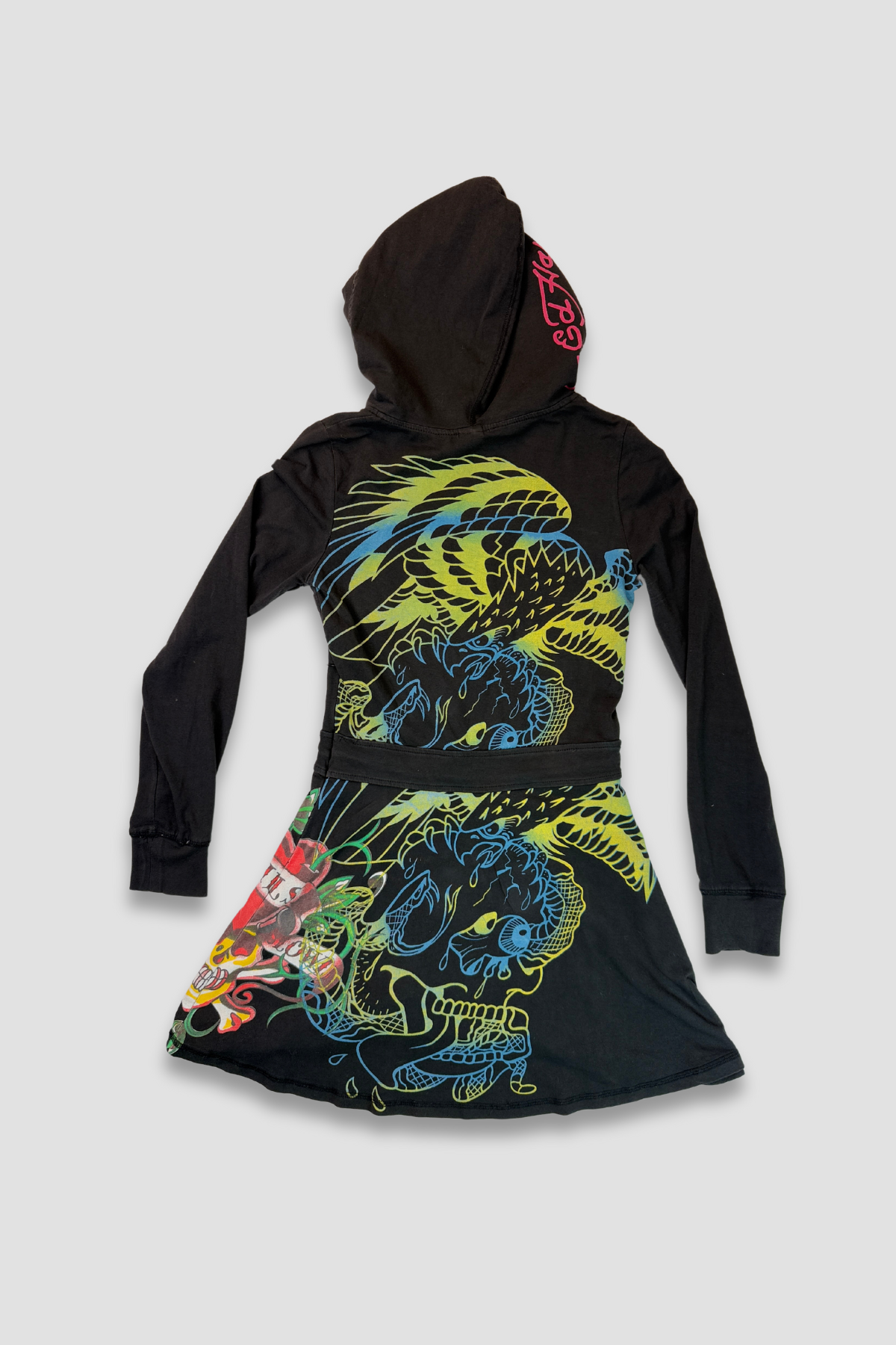 Ed Hardy Le Vif Women's Medium Hoodie V-Neck Long Sleeve Drawstring Dress