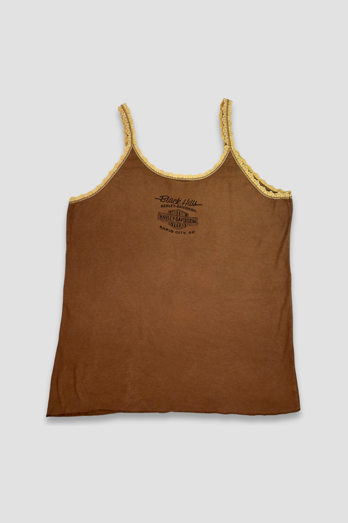 Harley Davidson Brown Frilled Tank Top