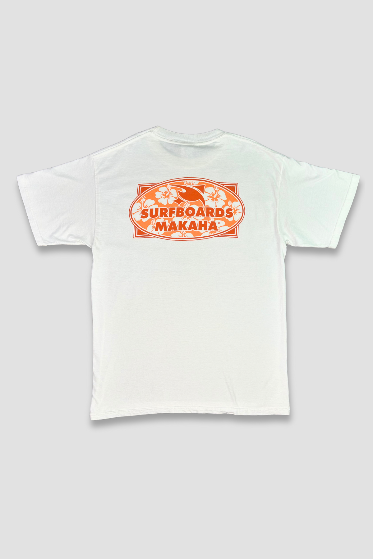 Gold Basicss Label Large Oversized Surfboards Makaha Logo White Cotton Crew Neck T-Shirt