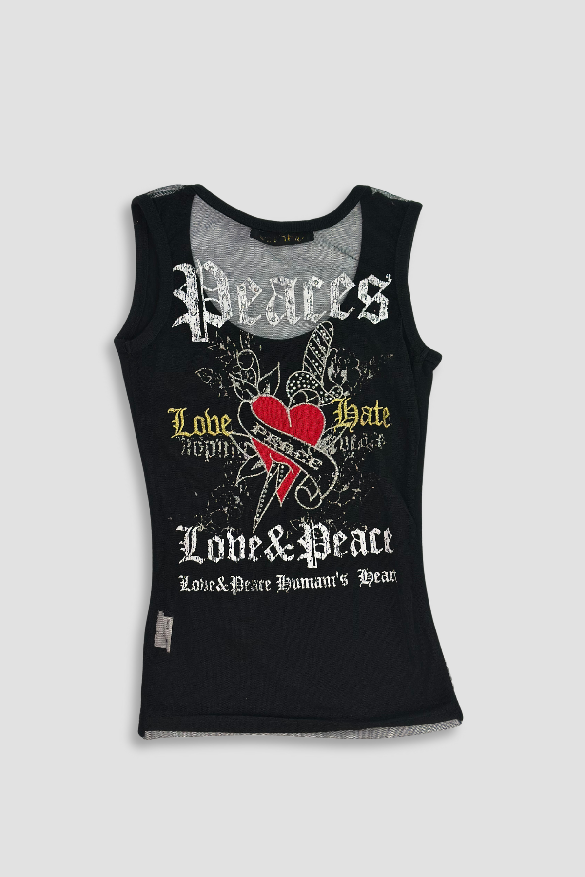 J-Pure Love & Peace Mesh Back Tank Top