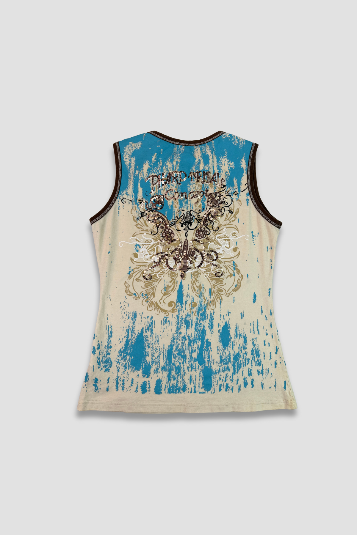 Miss Sixty Women's Large Phard Tribal Concept Sequin Detail Tank Top