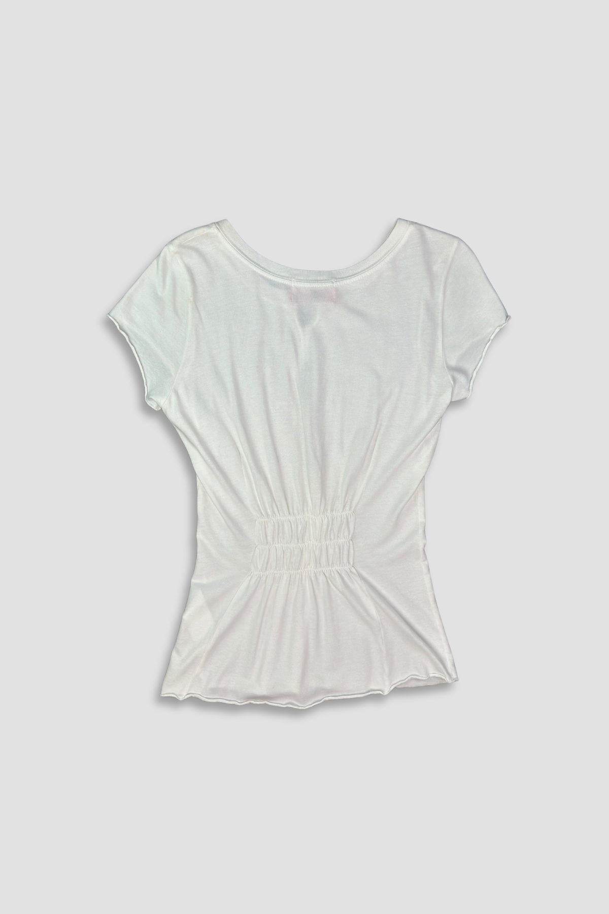 Juicy Couture Crew Neck V Cutout Cap Sleeve T-Shirt