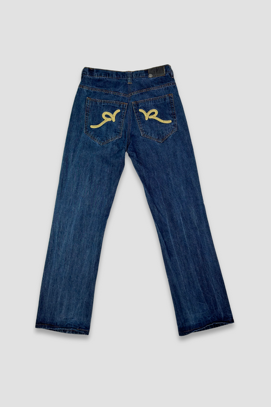 Rocawear Straight Leg Embroidered Pockets Denim Pants