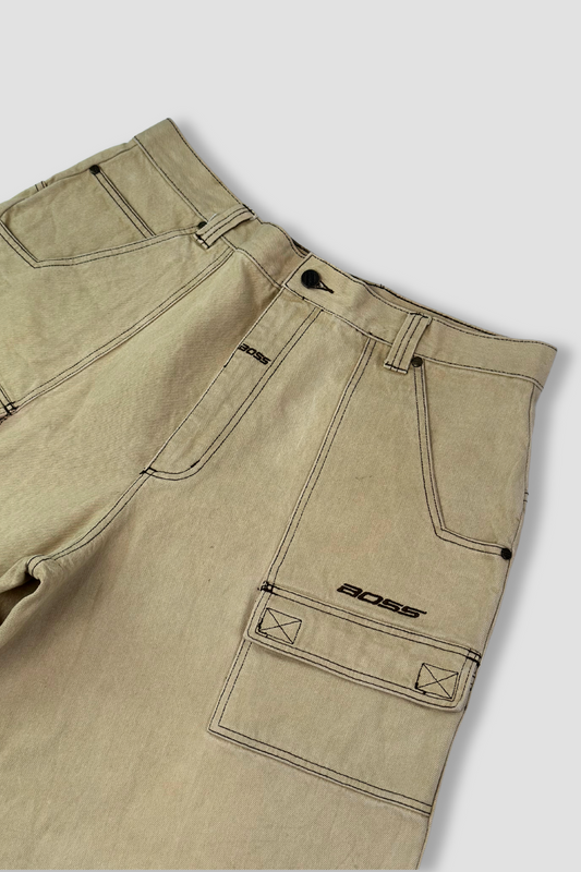 BOSS by I.G. Design Khaki Cargo Velcro Pocket Pants