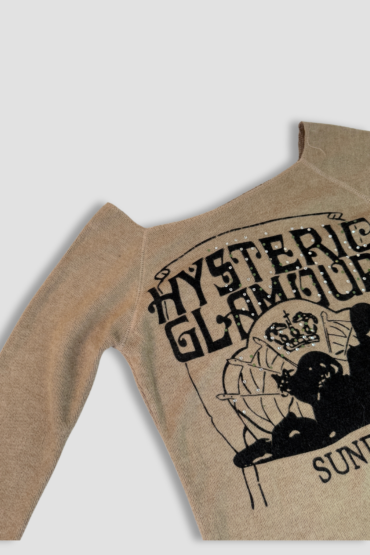 Hysteric Glamour Round Neck Raw Hem Long Sleeve Shirt