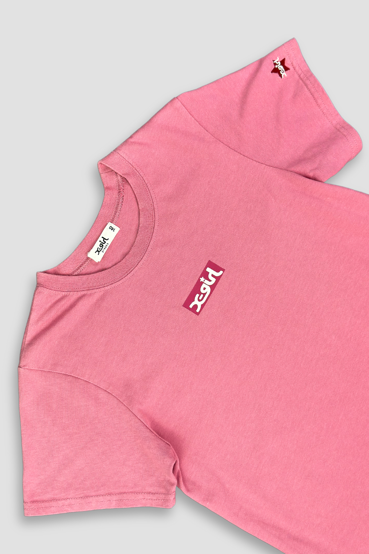 X-GIRL Girl's Crew Neck Pink Classic Logo T-Shirt