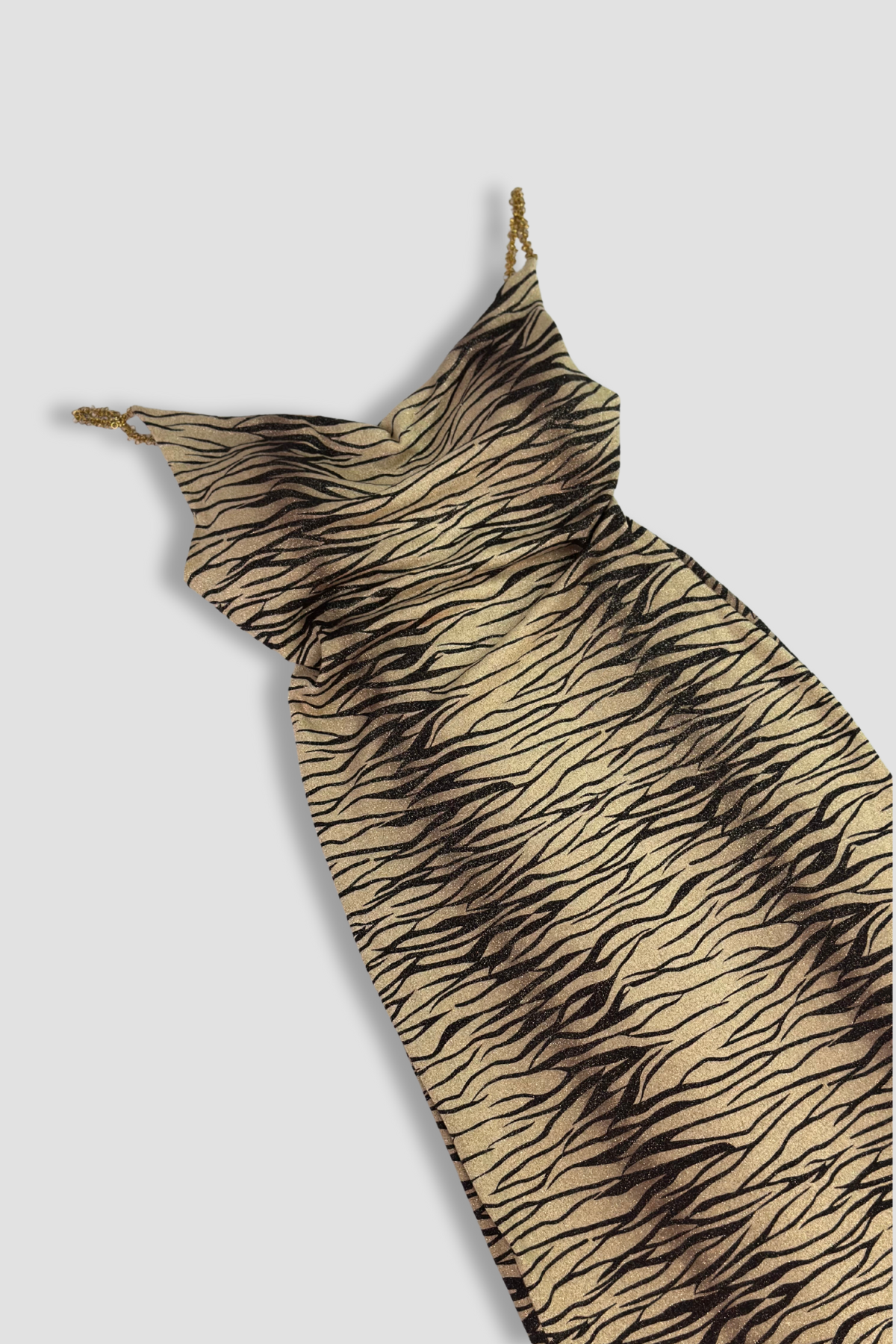 Lascolinas Zebra Print Glitter Maxi Dress