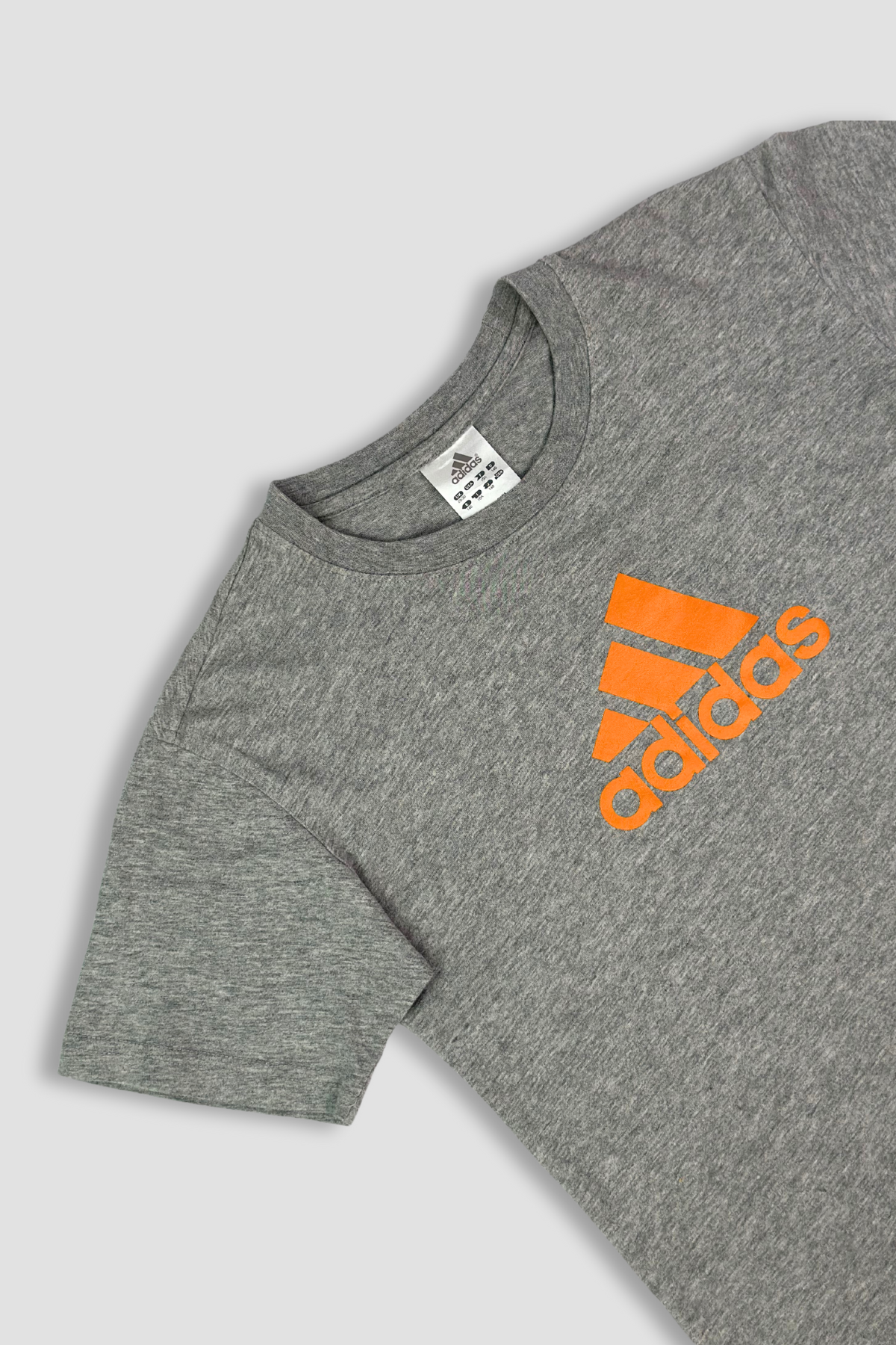 Adidas Baby Orange Logo Grey Crew Neck Cotton T-Shirt