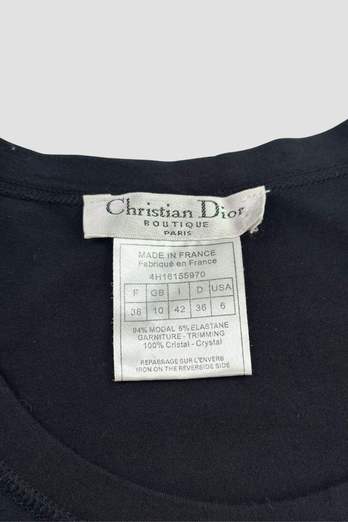 Christian Dior Round Neck Long-sleeve Rhinestone Decor Shirt