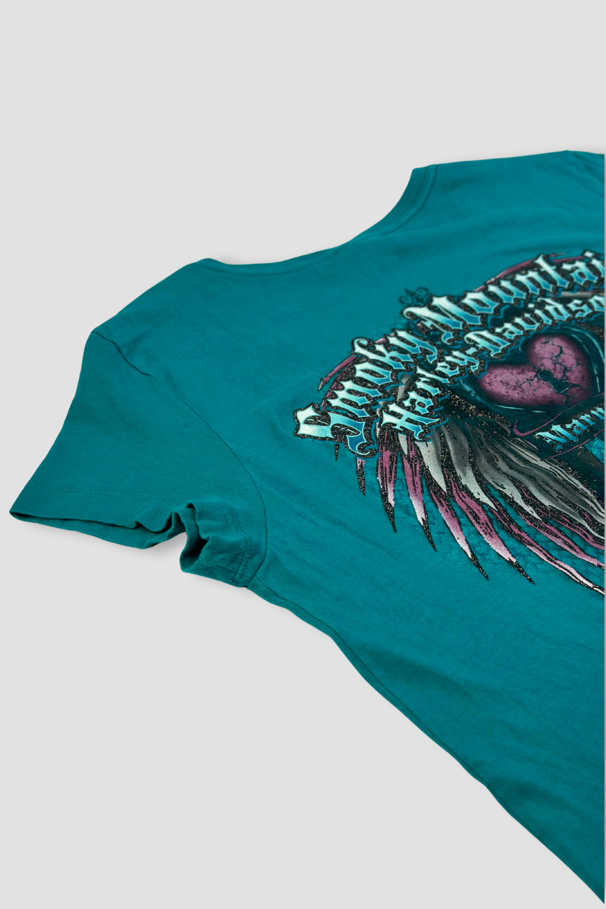 Harley Davidson Teal V-Neck Graphic Shirt