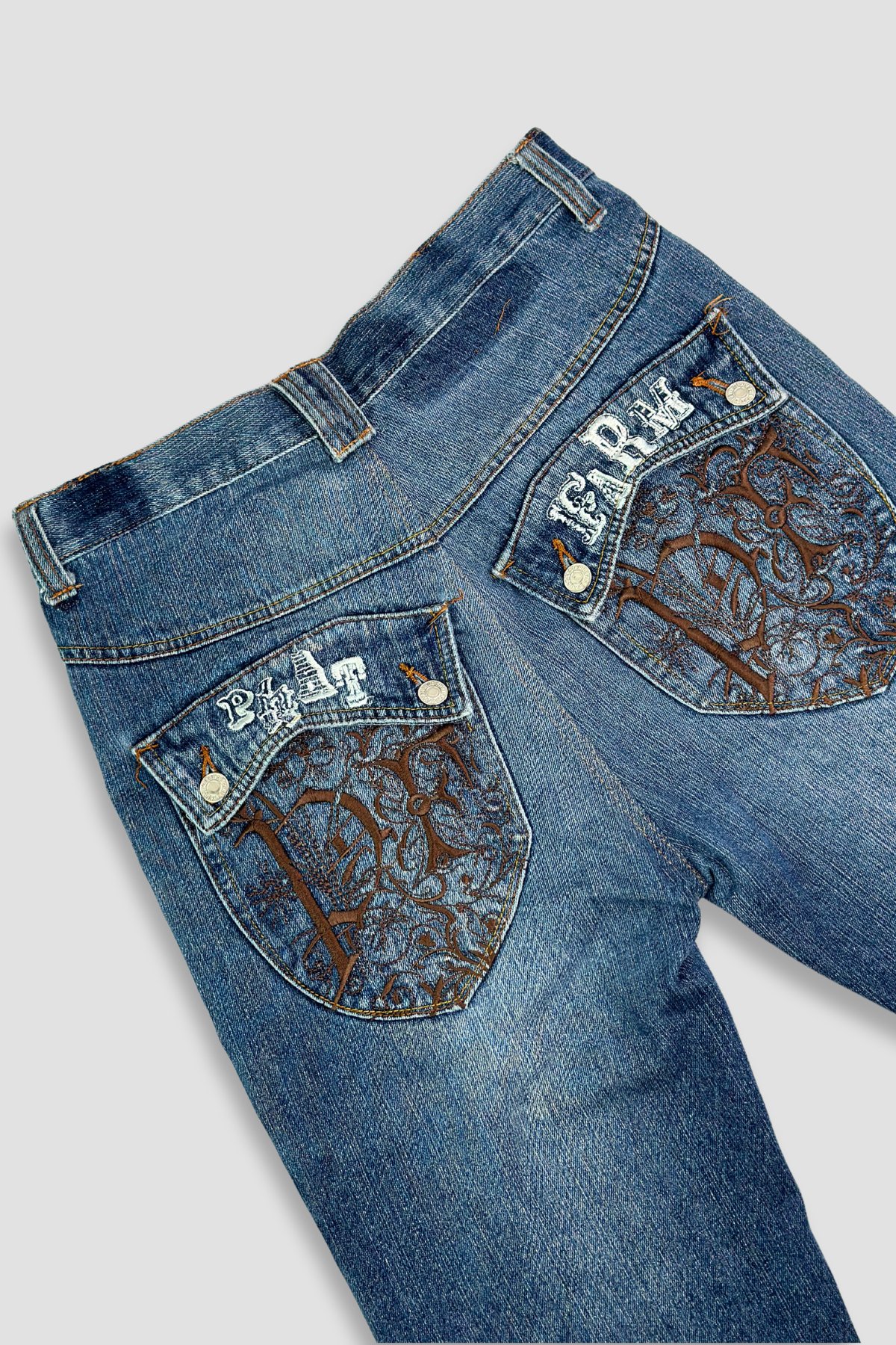 Phat Farm Classics Women's Straight Leg Embroidered Pockets Denim Jeans