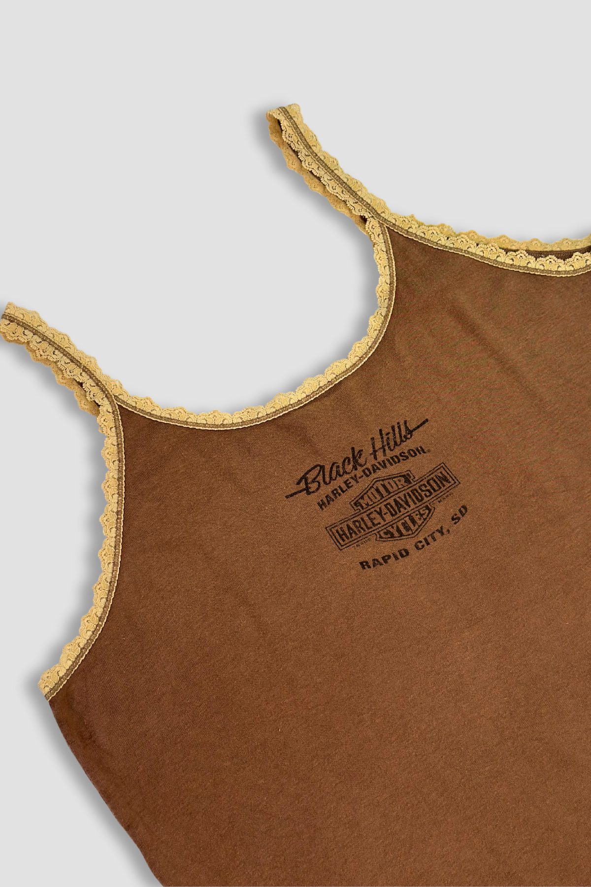 Harley Davidson Brown Frilled Tank Top