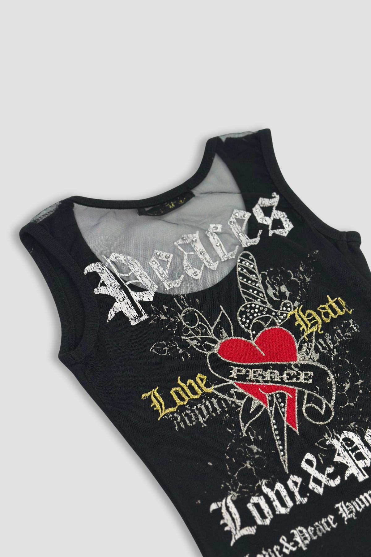 J-Pure Love & Peace Mesh Back Tank Top