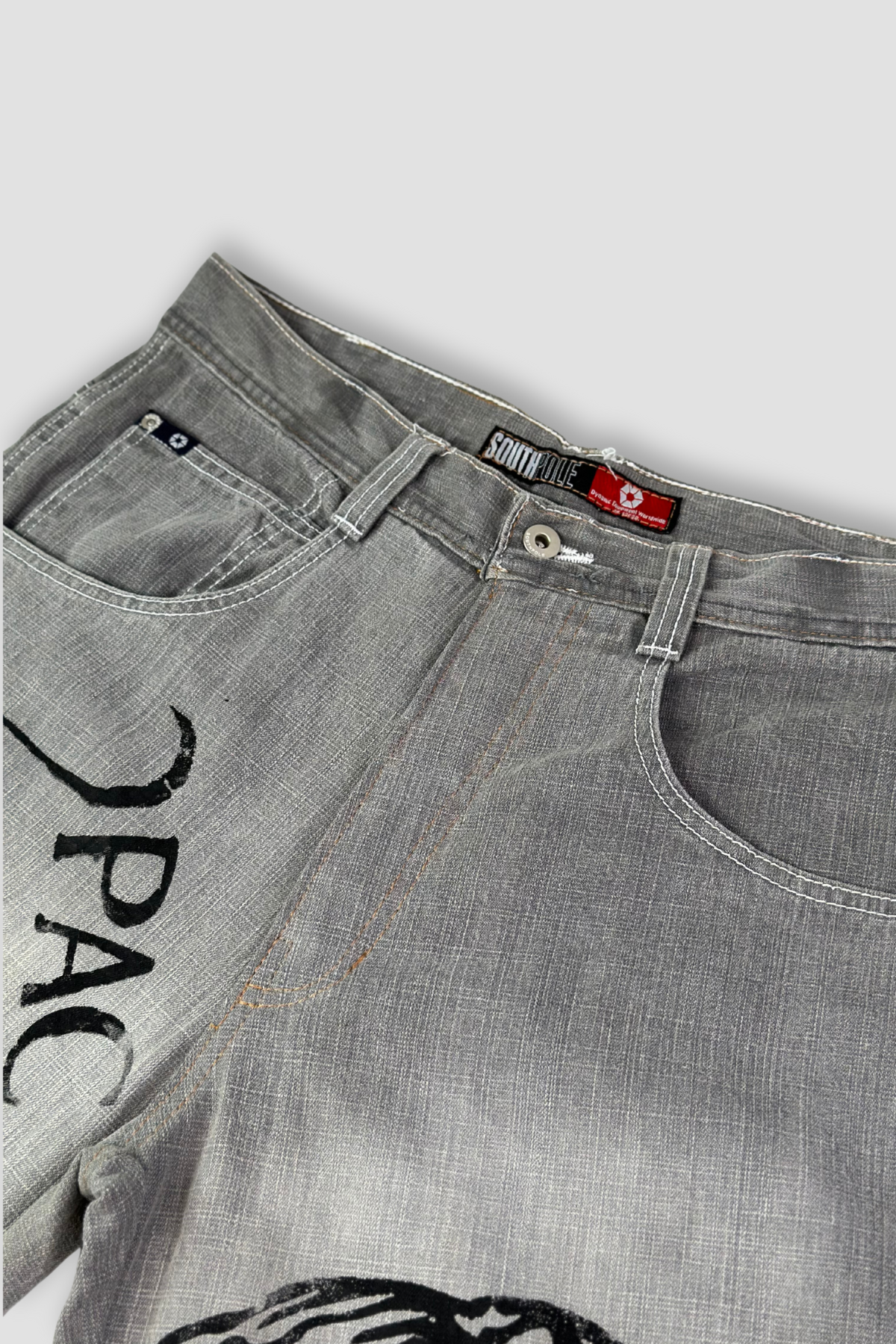 Southpole Tupac Style Wide Fit Grey Denim Jeans